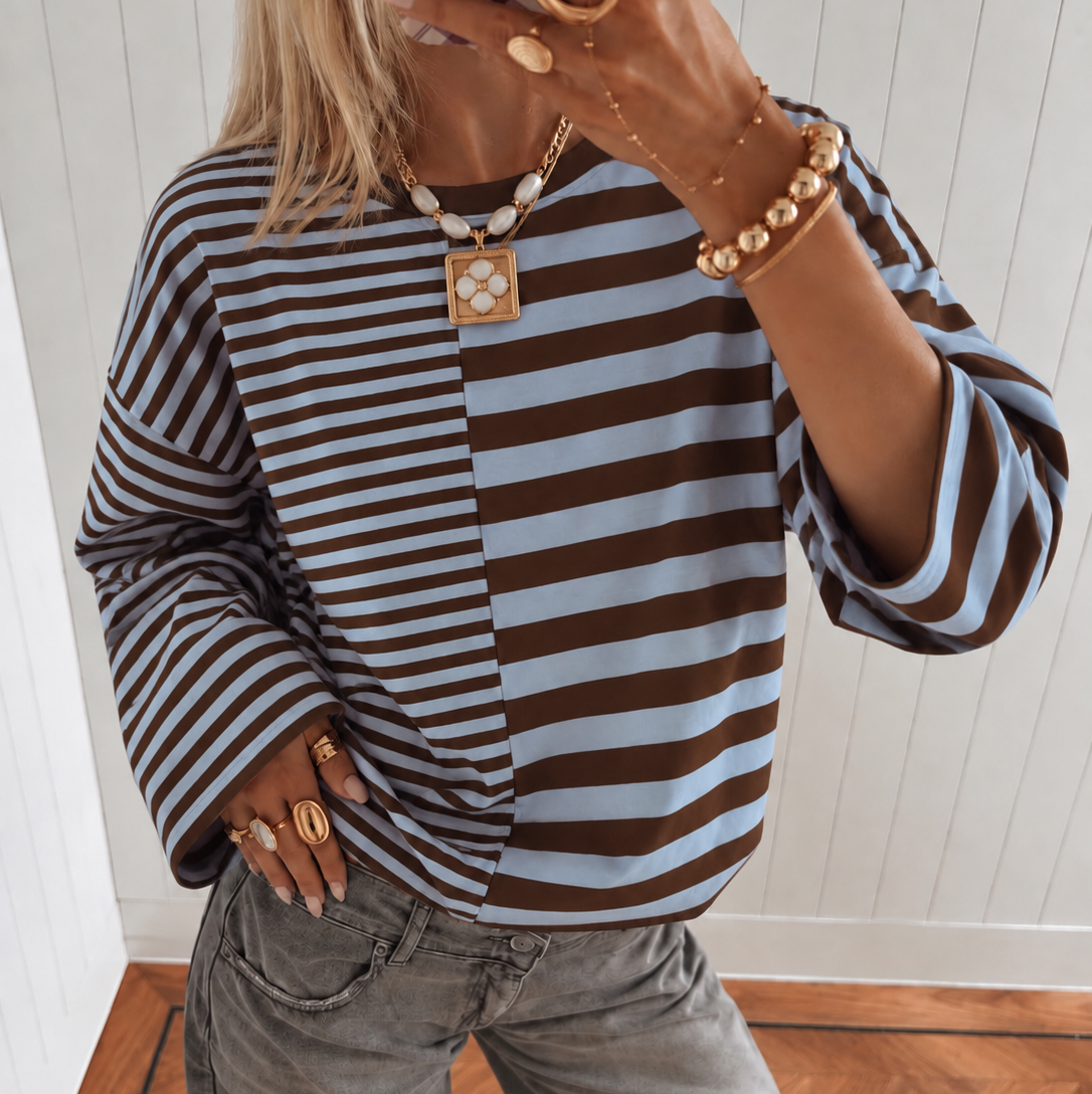 Hailey Striped Longsleeve Brown & Blue