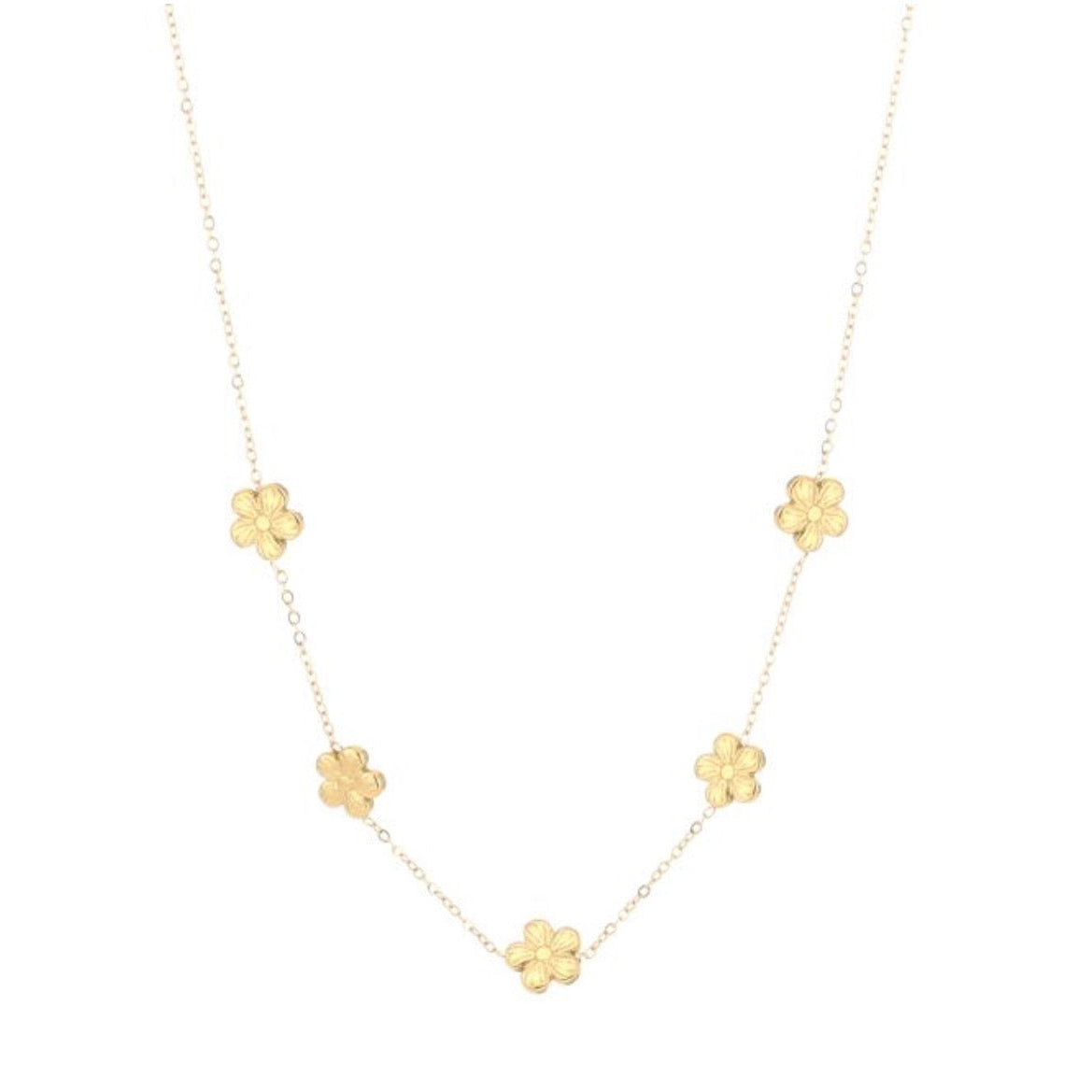 Multi Flower Necklace Gold