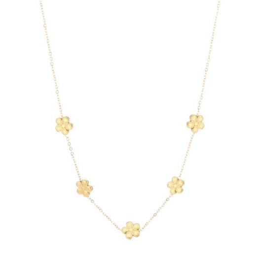 Multi Flower Necklace Gold