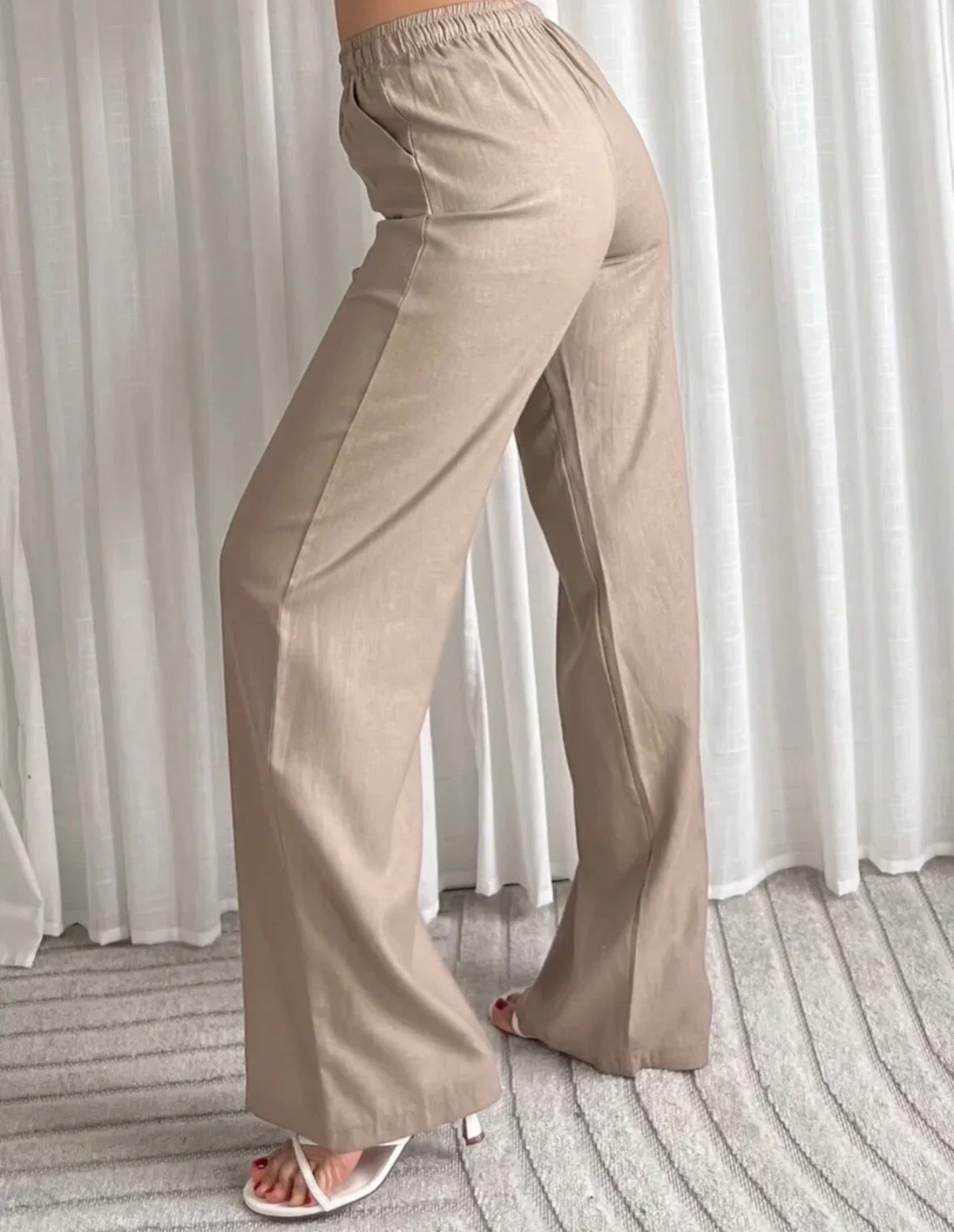 Lula Linen Pants Taupe (Tall Proof)