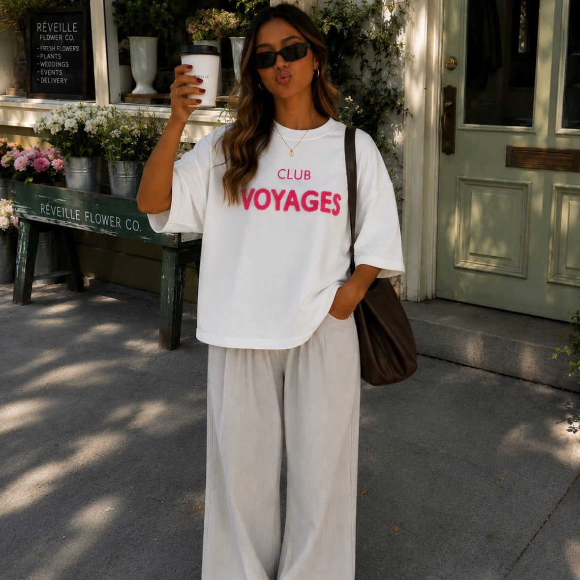Voyages T-shirt White & Pink