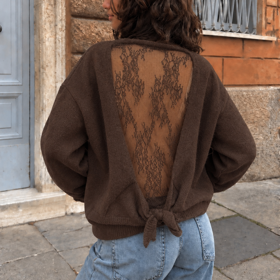 Kiki Lace Sweater Brown