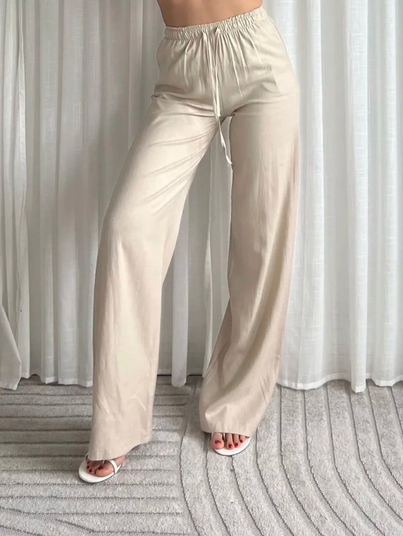 Lula Linen Pants Beige (Tall Proof)