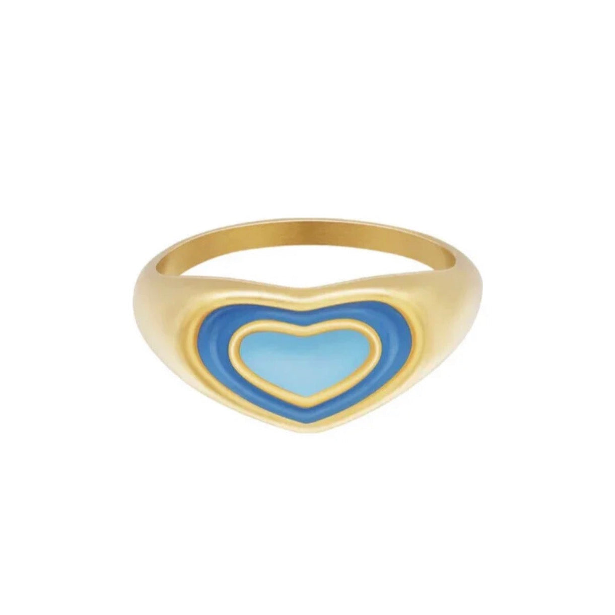 Seal Ring Heart  Gold & Blue