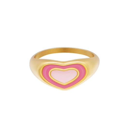 Seal Ring Heart  Gold & Pinn