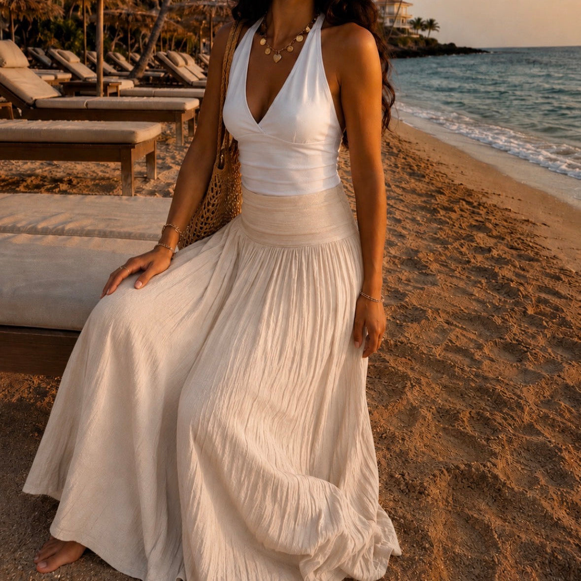 Camille Long Skirt Ecru