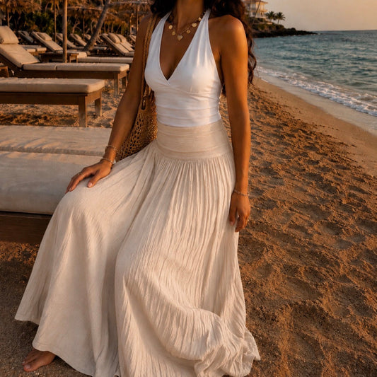 Camille Long Skirt Ecru