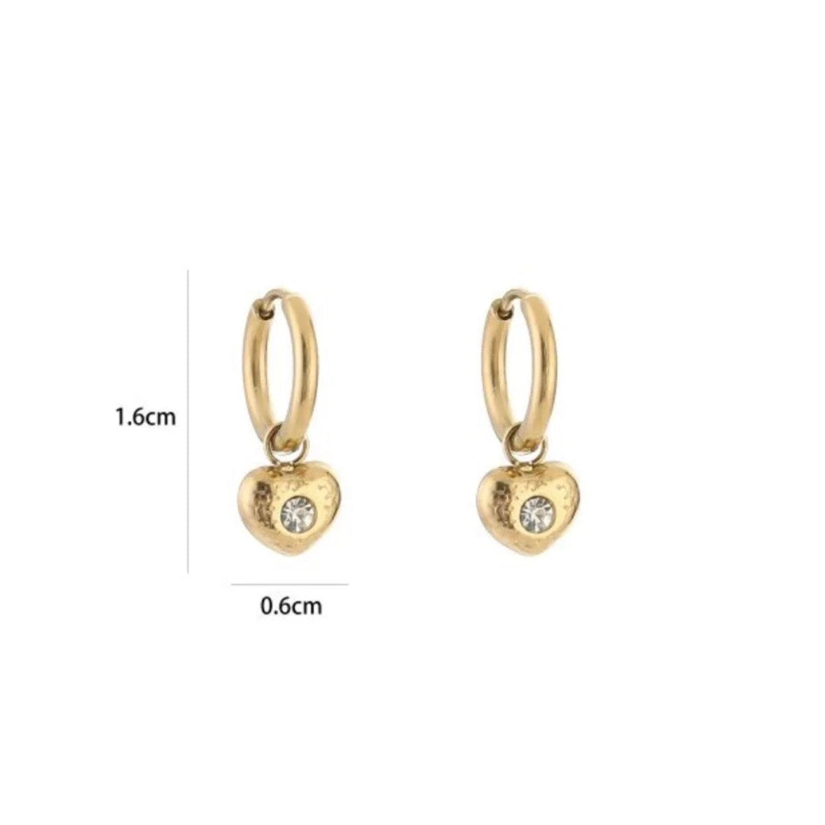 Mini sparkle Heart Earrings Gold