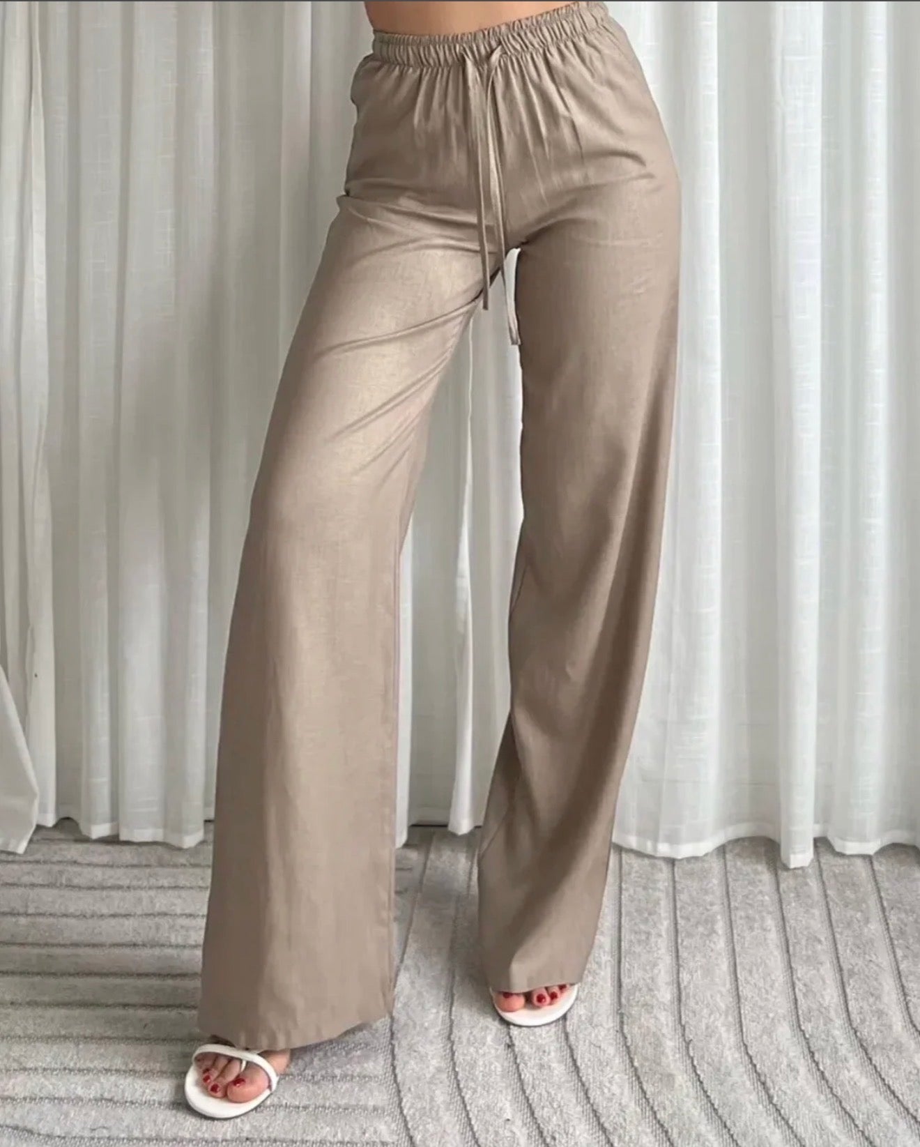 Lula Linen Pants Taupe (Tall Proof)
