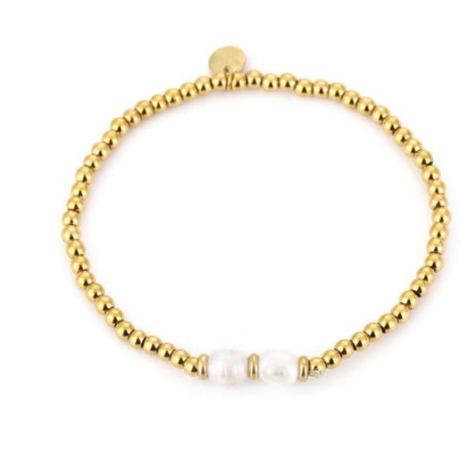 Two Pearls Bracelet Gold