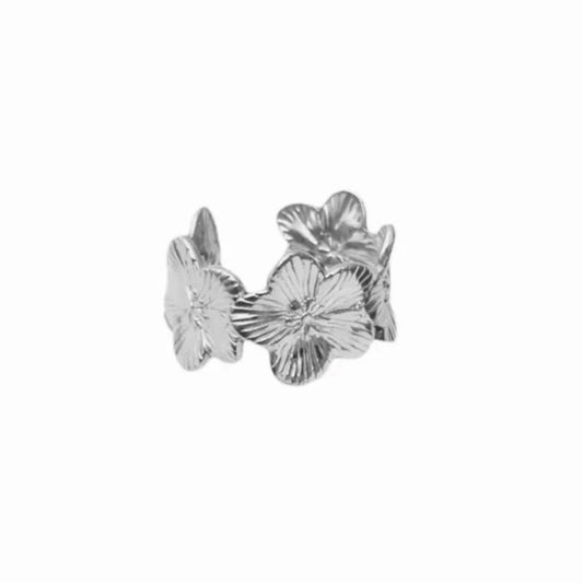 Multi Lotus Flower Ring Silver