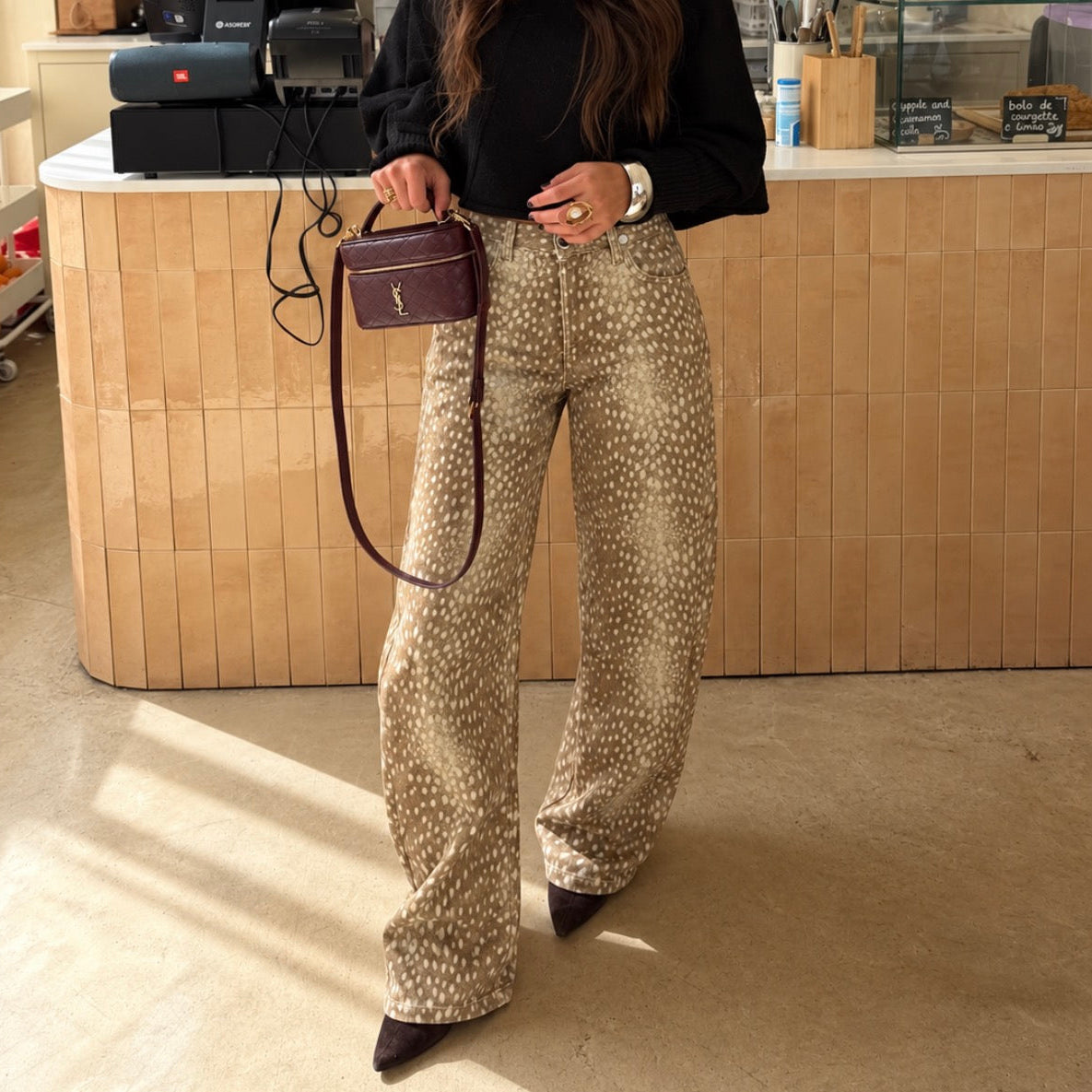 Bambi Wide Leg Jeans Beige