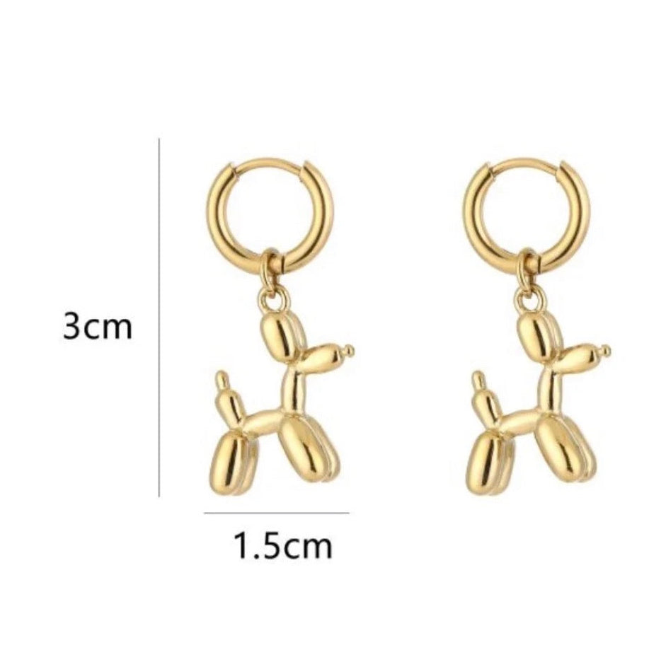Balloon Dog Earrings Gold