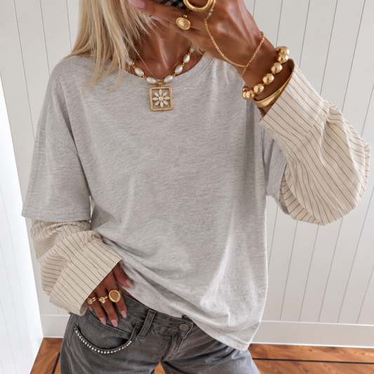 Amélie Layered Tee Beige