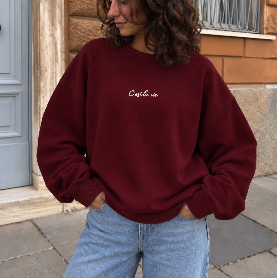 C’est La Vie Sweater Bordeaux