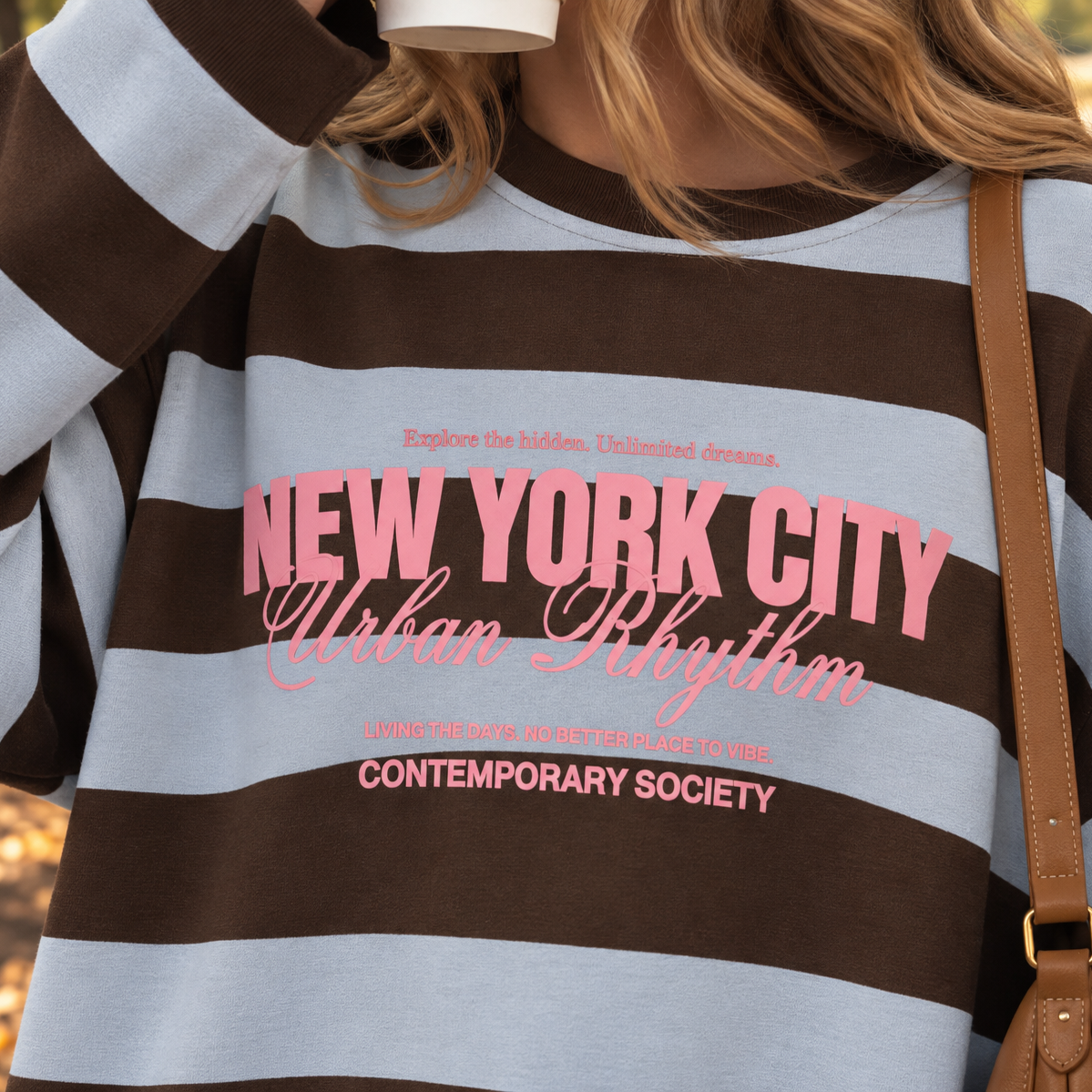 New York Striped Long Sleeve Brown & Blue