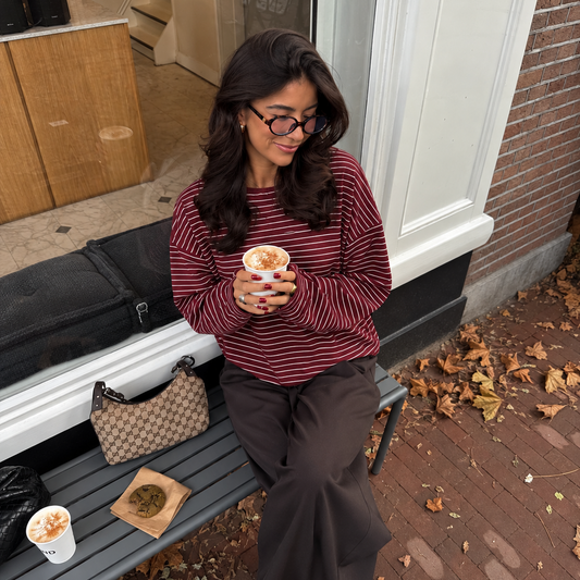 Ella Striped Longsleeve Bordeaux & Rose