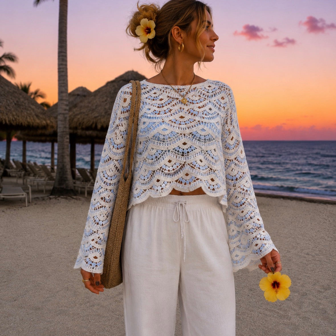 Broderie Beach Wear Light Blue & White