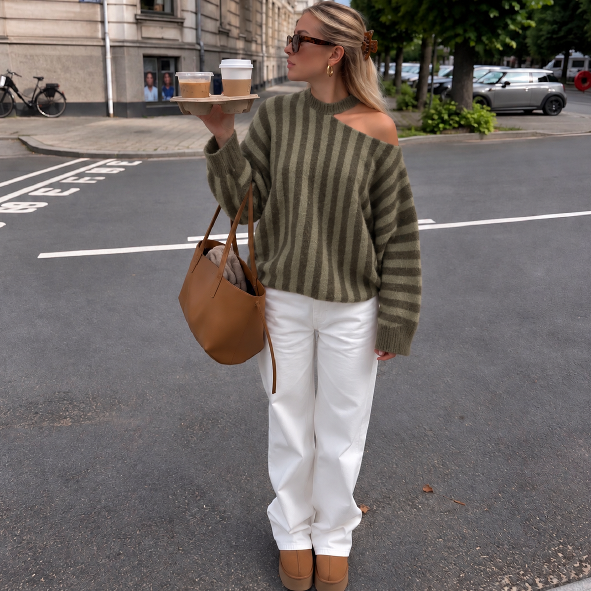Amalia Striped Sweater Kakhi