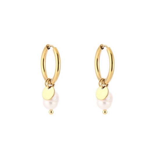 Dots & Pearl Earrings Gold