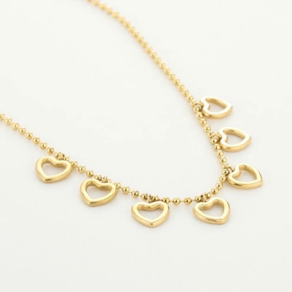 Multi Open Hearts Necklace Gold