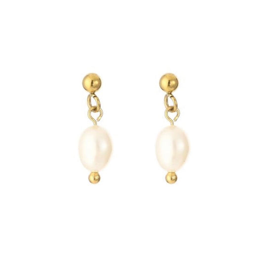Dot and Pearl Stud Earrings Gold