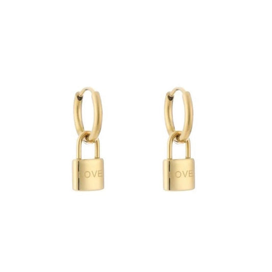 Lock Earrings Gold