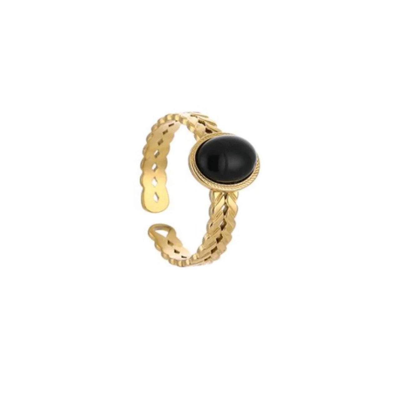 Black Stone Ring Gold