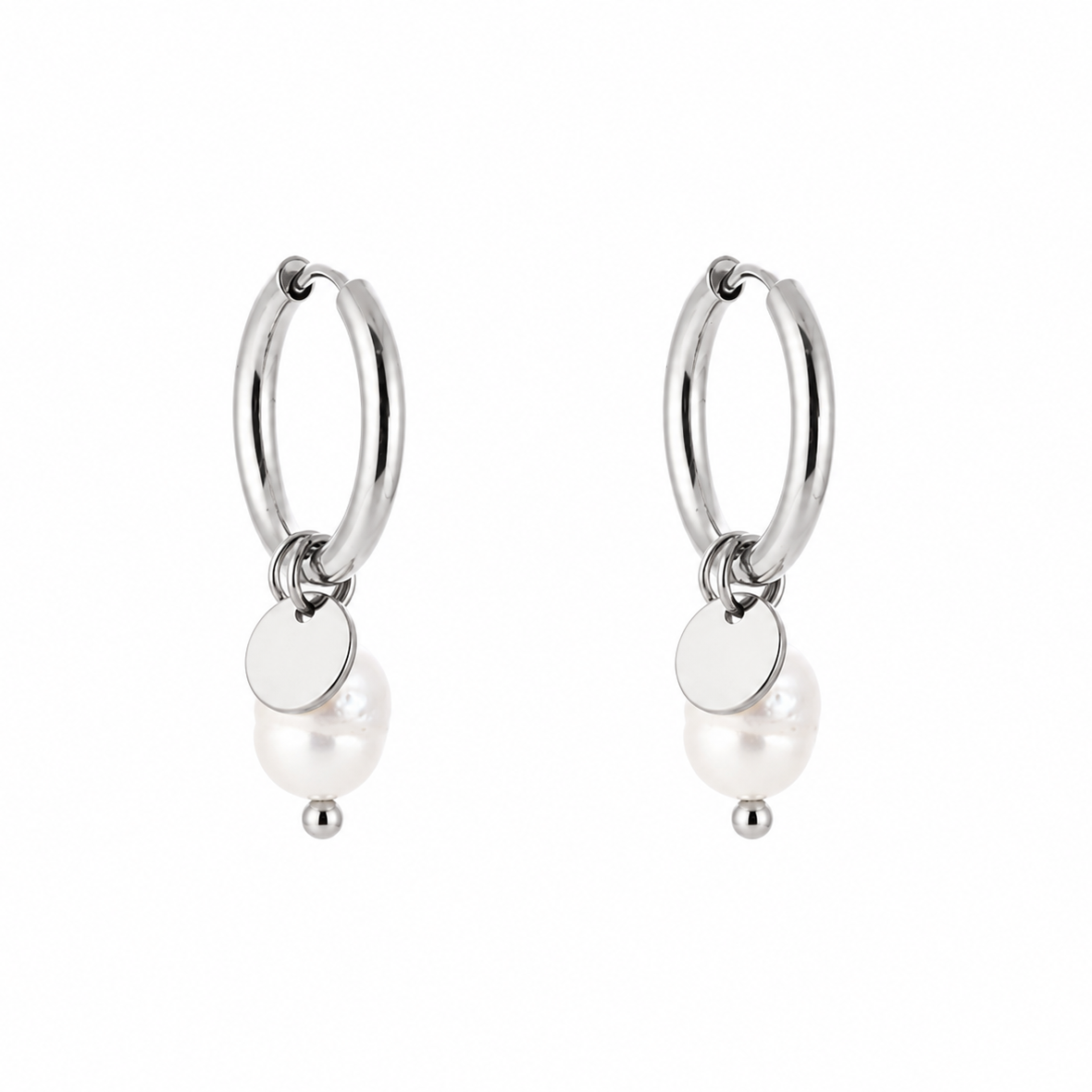 Dots & Pearl Earrings Silver