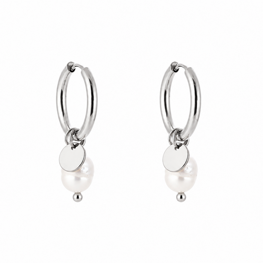 Dots & Pearl Earrings Silver