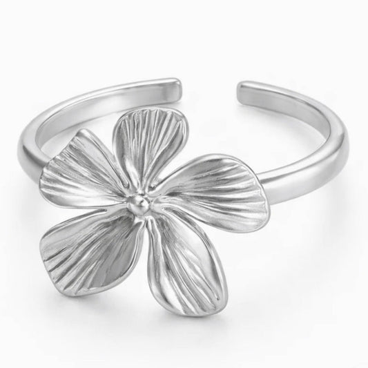 Poppy Flower Ring Silver