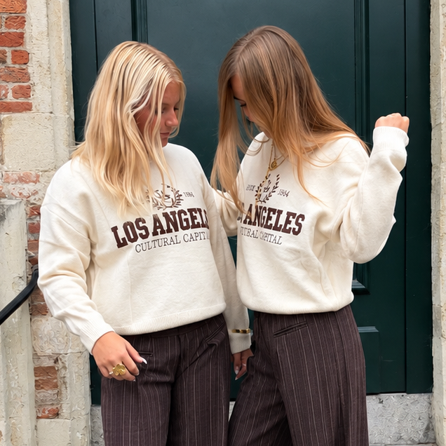 California Sweater Ecru & Brown