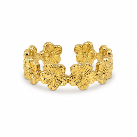 Multi Lotus Flower Ring Gold