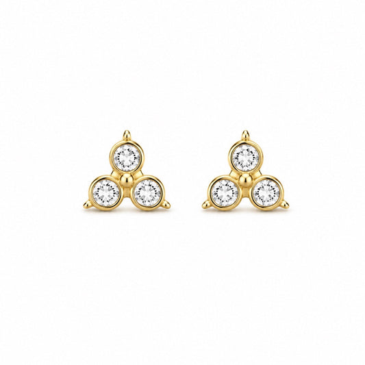 Sparkle Stass Stud Earrings Gold