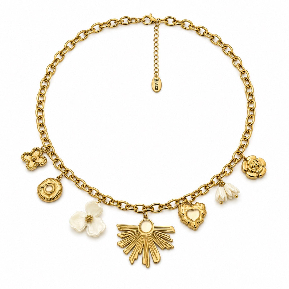 Sunrise White Flower Necklace Gold