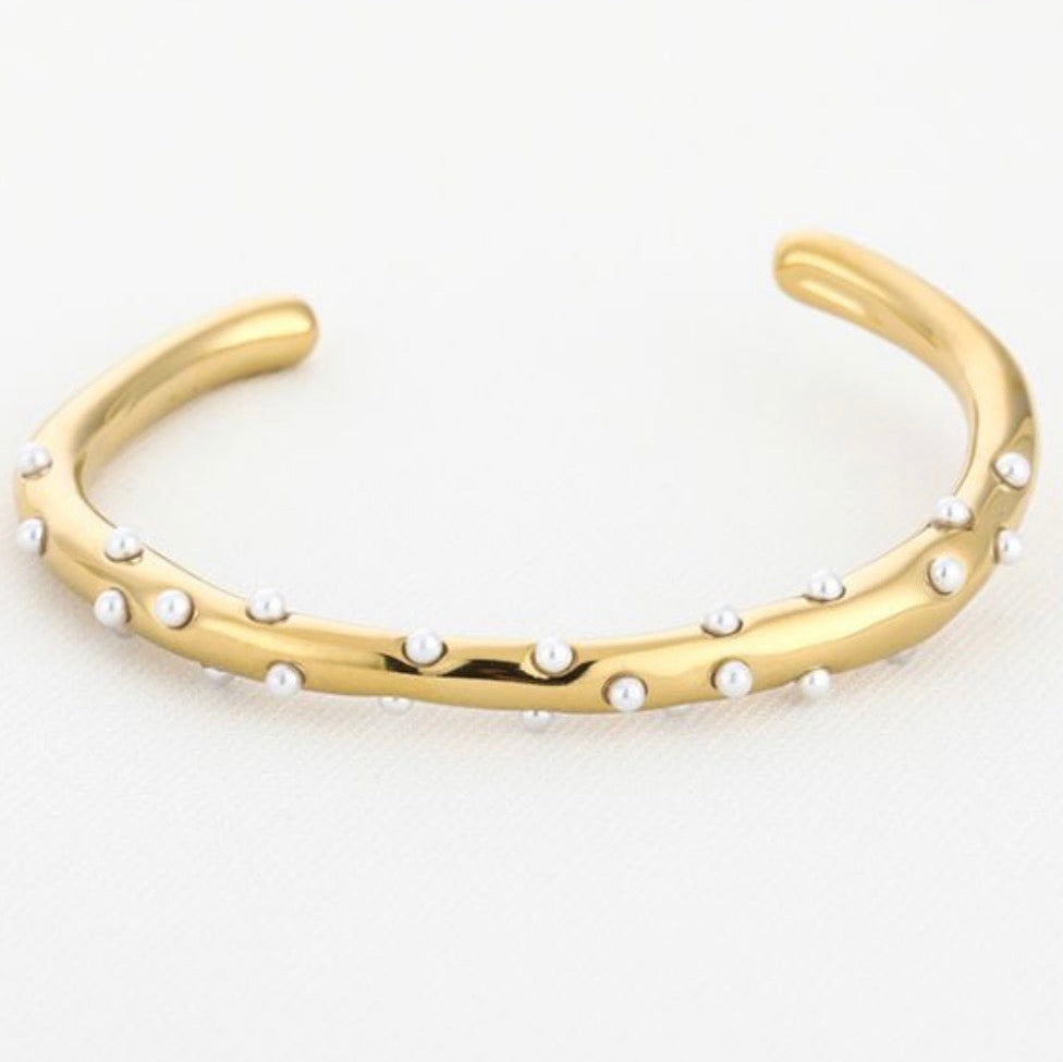 Mini Pearls Bangle Gold