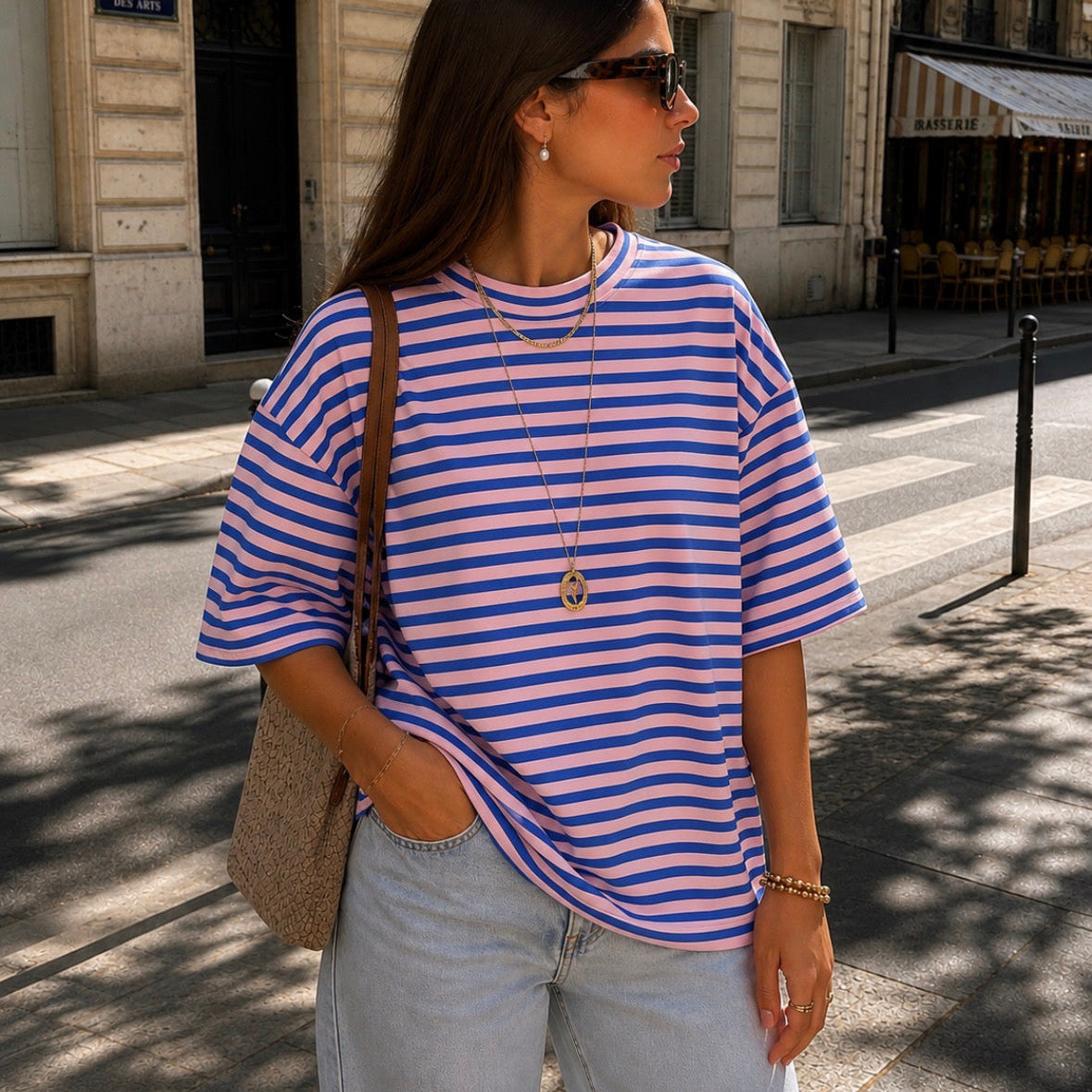 Eloise Striped T-shirt Sky Rose & Kobalt