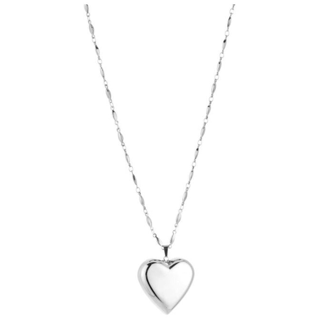 Trendy Long Heart Necklace Silver