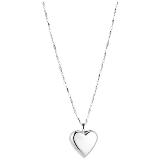 Trendy Long Heart Necklace Silver
