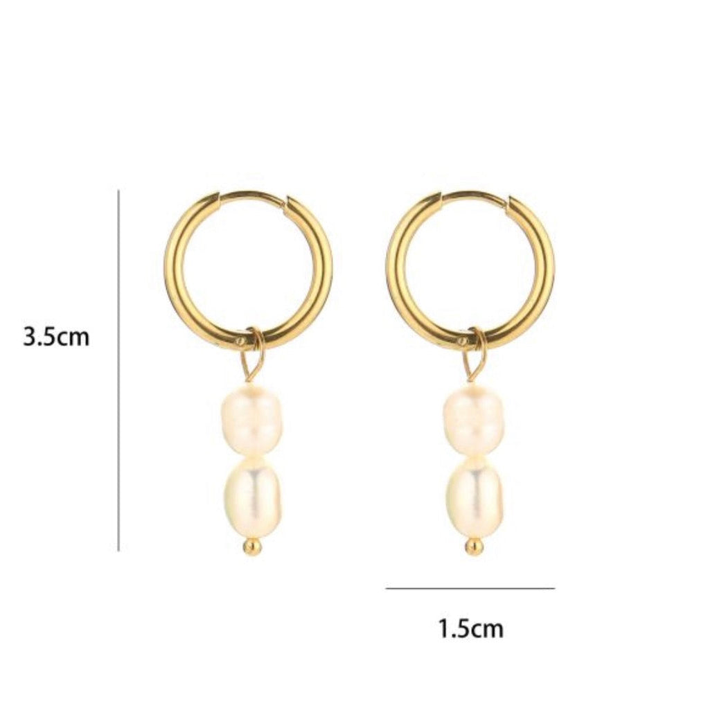 Double pearls Earrings Gold