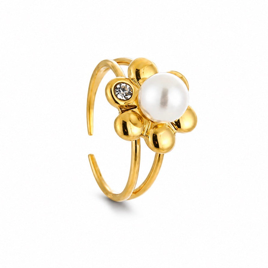 Flower Pearl  Ring Gold