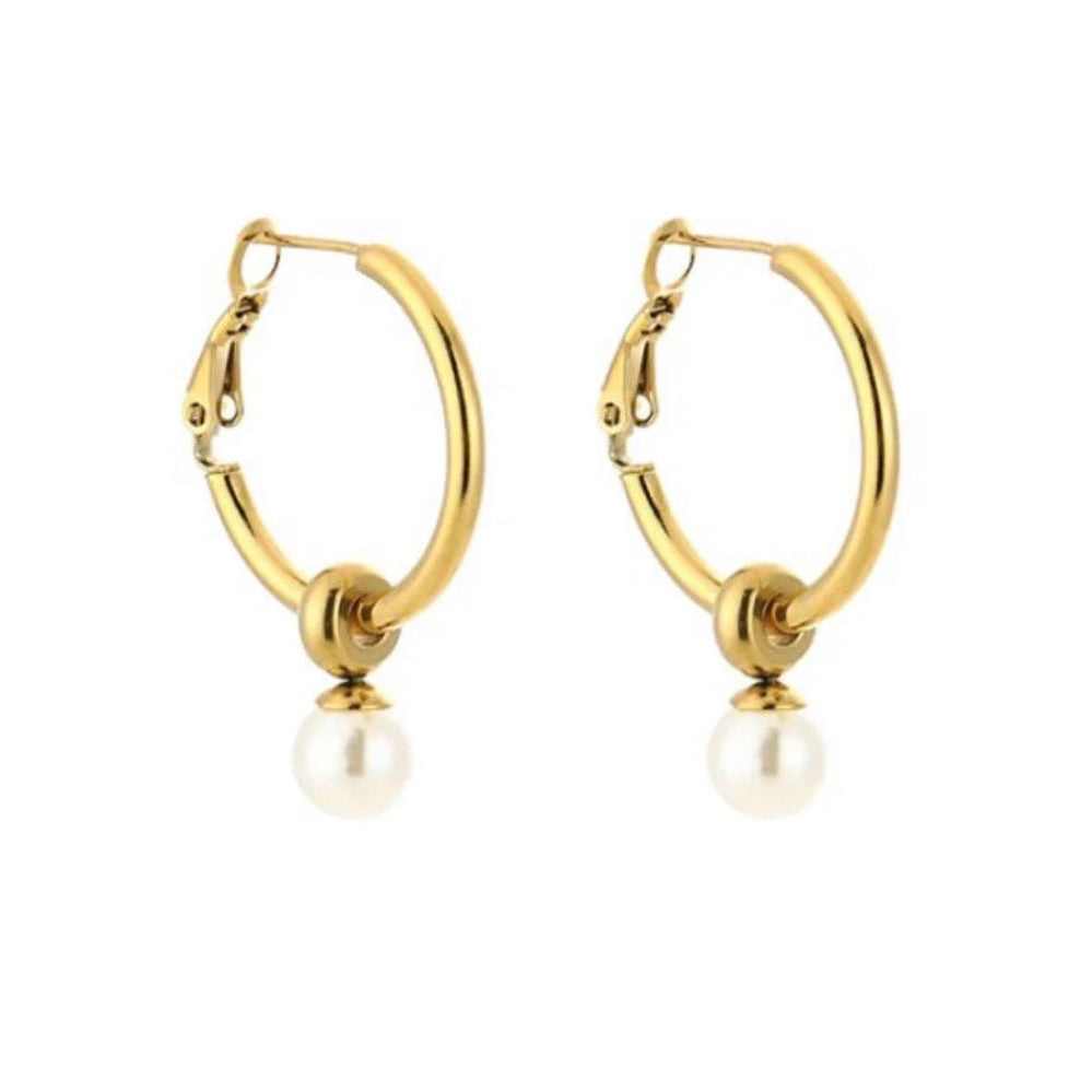 Pearl Hoop Earring Gold