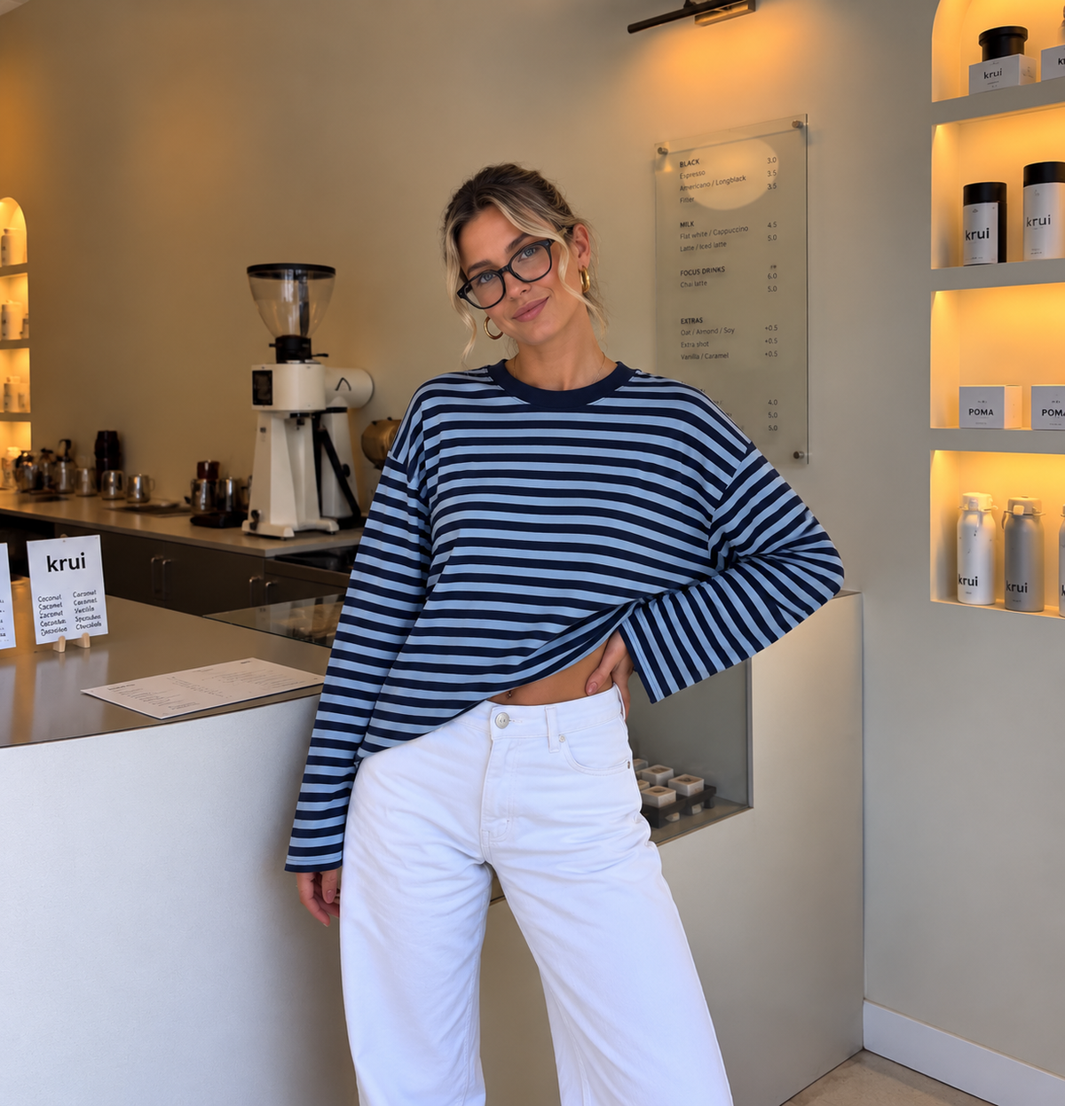 Louise Striped Longsleeve Navy & Light Blue