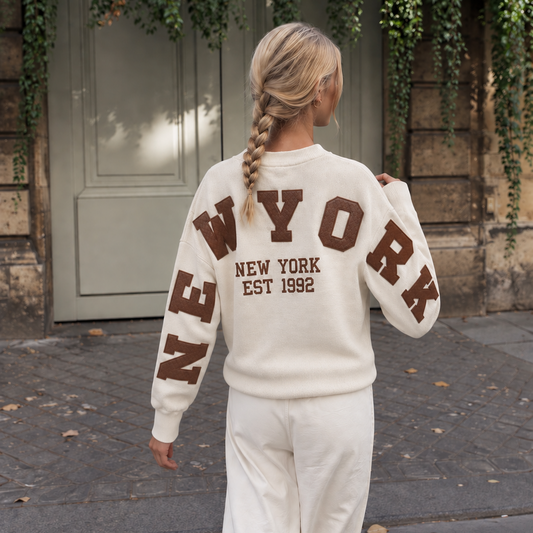 New York Sweater Ecru & Brown