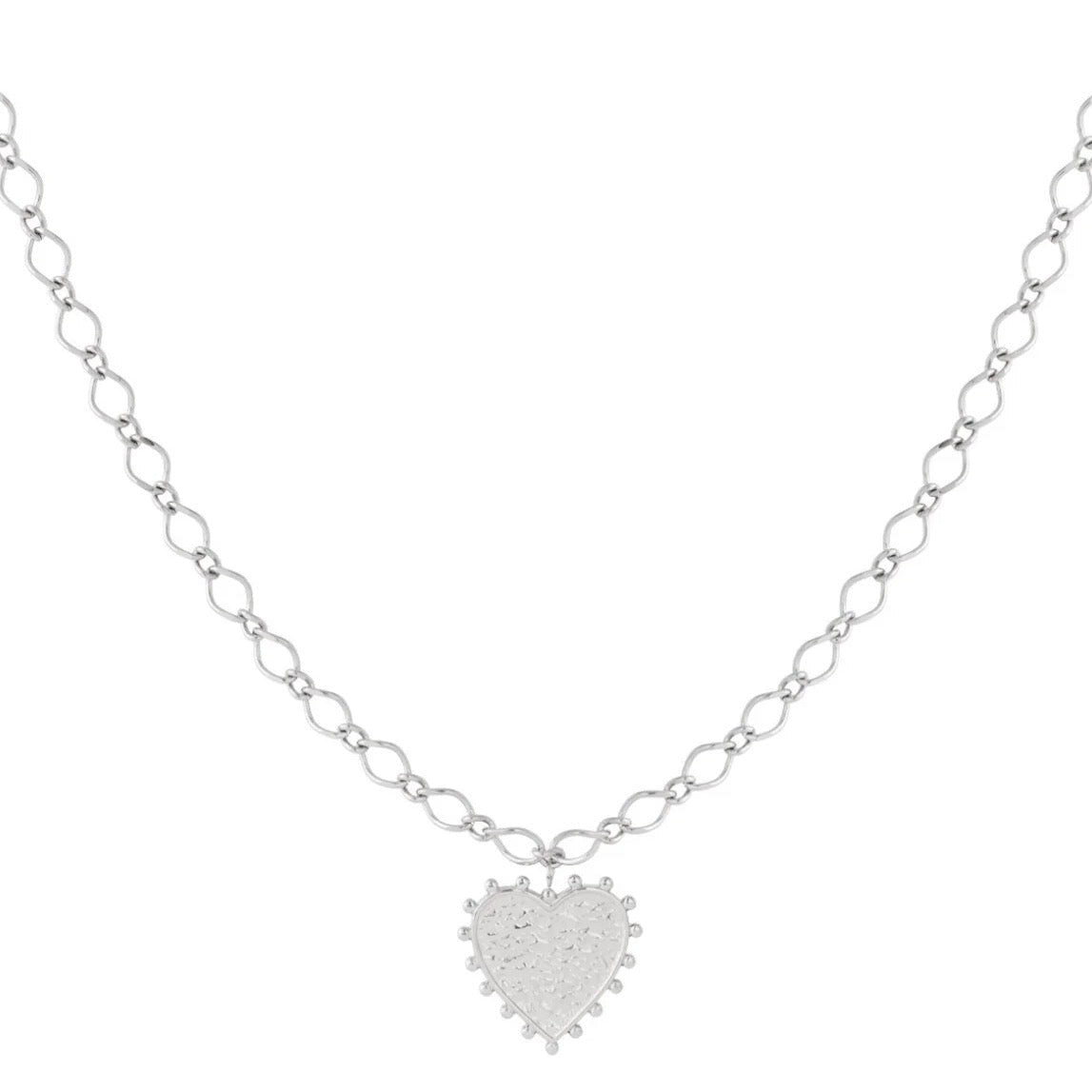 Trendy Big Heart Necklace Gold Silver