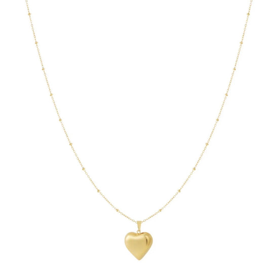 Long Heart Necklace Gold