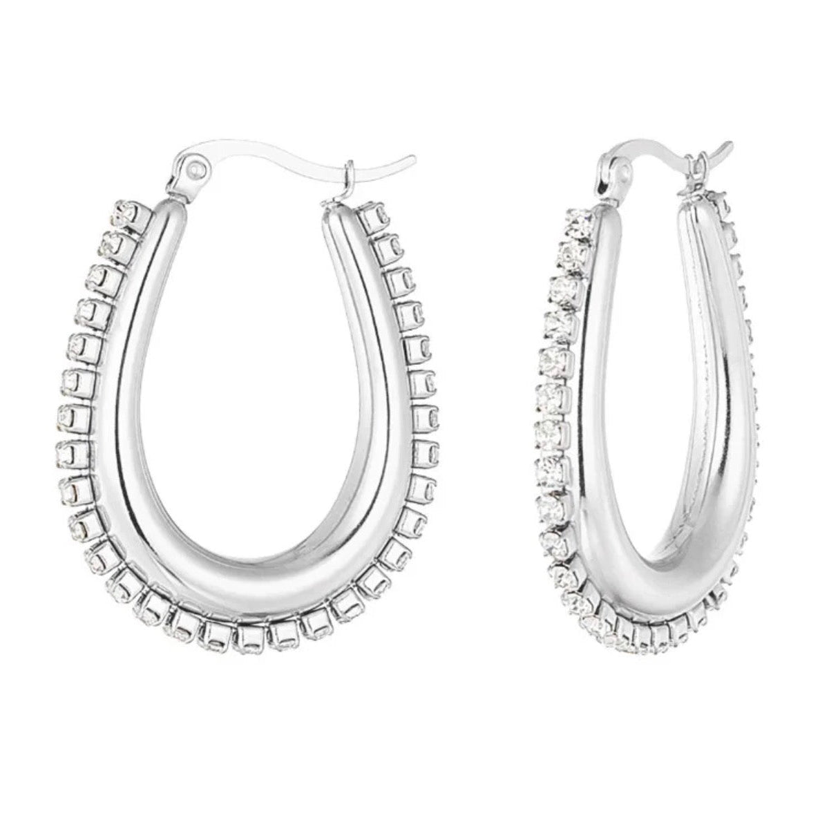 Sparkle Hoops Earrings Silver