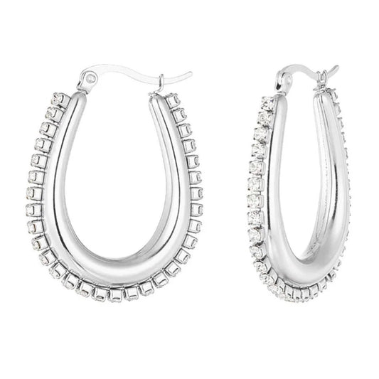Sparkle Hoops Earrings Silver