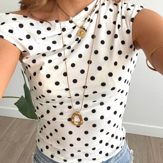 Polka Dots Top White
