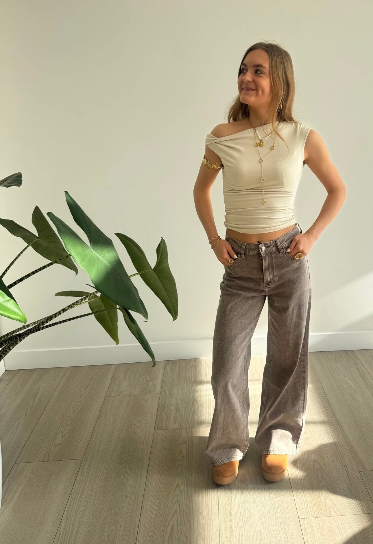 Wide Legs Jeans Brown